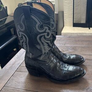 Black Alligator Print Cowboy Boots